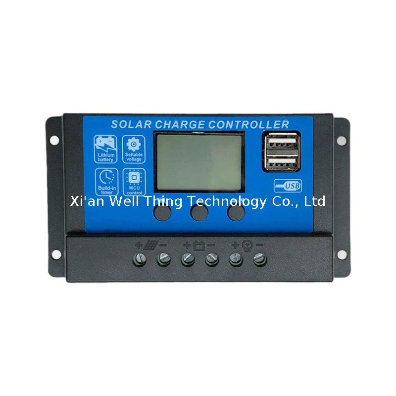 PWM Solar Charge Controller 10A 12V 24V Light &Time Control Auto Adapte Solar Charge MCU Controller Dual USB Port LCD Display