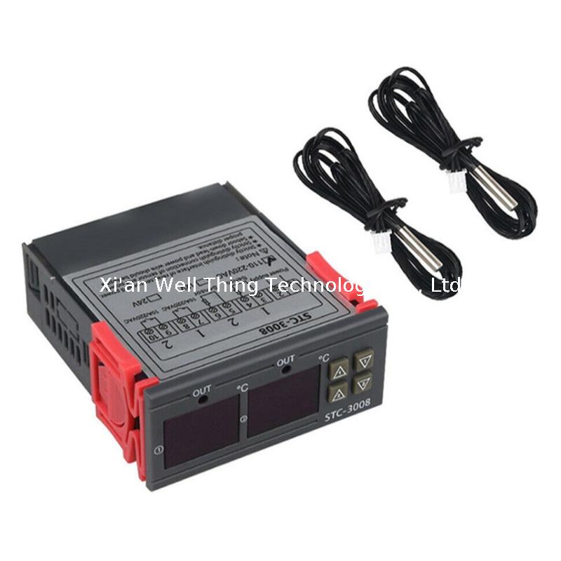 STC-3008 Computer Digital Display Intelligent Dual-Control Electronic Thermostat Temperature Controller 12V 24V 110-220V