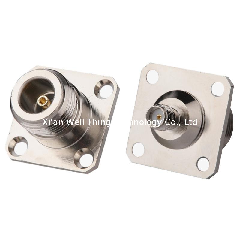 N Female to SMA-FFK Radio Frequency Connector 25*25MM Coaxial Adapter 4 Hole