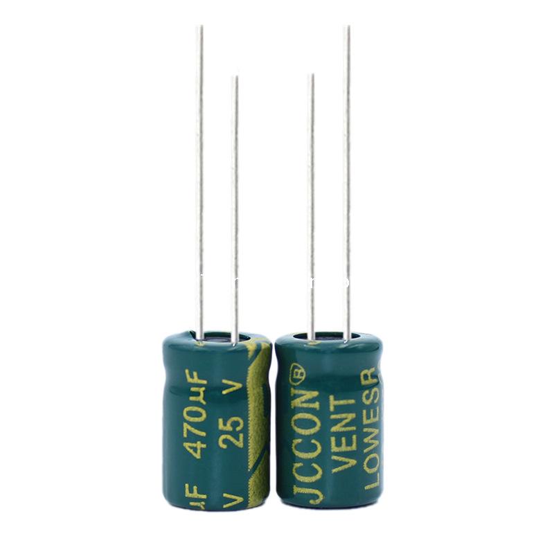 JCCON 25V 470UF Green Gold High-Frequency Low-Impedance Switching Power Supply Aluminum Electrolytic Capacitor 8x12MM